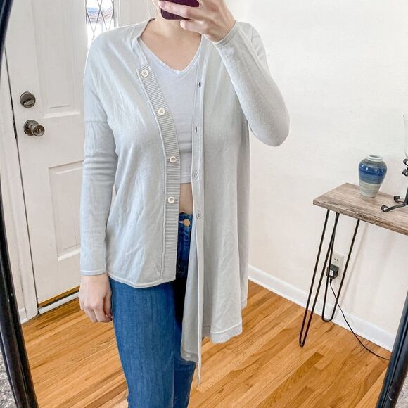 Helmut Lang Asymmetric Wool Cardigan Sweater Grey S - Picture 4 of 12